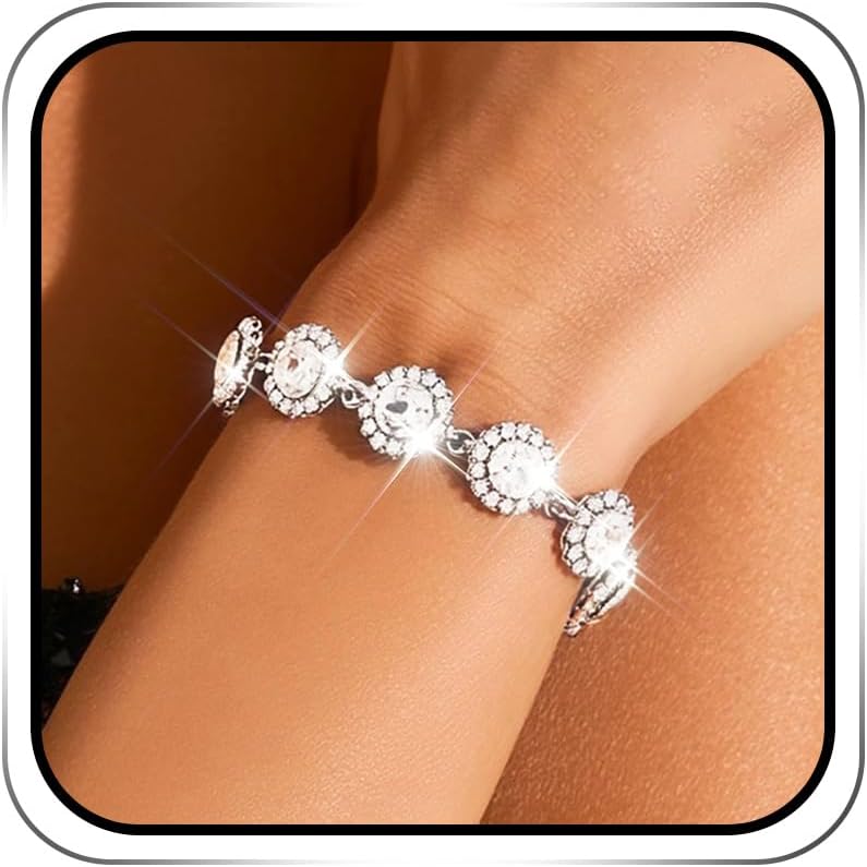 51DKh4Vj8XL._AC_SL1050_.jpg Colorful Crystal Bracelet Multi-colored Rhinestone Bracelets Gold Rave Hand Chain Jewelry for Women - Image 1