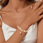 Gold Beads Bracelets Rhinestone Heart Charm Bracelet Luxury Adjustable Bangle for Women - Image 2