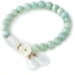 Natural Jade Bracelet for Women Gradient Green Jade Bead Elastic Bracelet, Suitable for Christmas, Thanksgiving