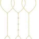 3PCS 14K Gold-Plated Hand Chain Bracelets for Women, Stack Bracelets Set Adjustable, Trendy Dainty Ring Bracelet Hand Chain