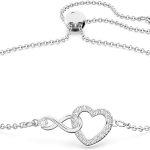 Heart Jewelry Collection, Necklaces and Bracelets, Rose Gold & Rhodium Tone Finish, Clear Crystals