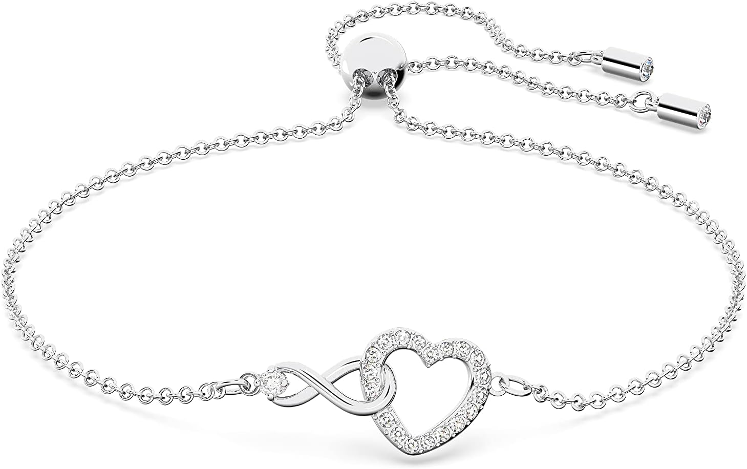 61z6viKICjL._AC_SL1500_.jpg Heart Jewelry Collection, Necklaces and Bracelets, Rose Gold & Rhodium Tone Finish, Clear Crystals - Image 1