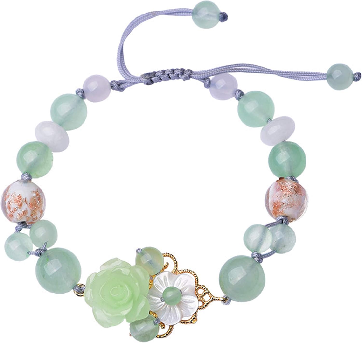 713AMpSDBAL._AC_SL1500_.jpg Natural Jade Bracelet for Women Gradient Green Jade Bead Elastic Bracelet, Suitable for Christmas, Thanksgiving - Image 1