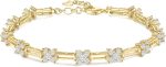 14K Gold Plated Bracelet for Women Dainty Cubic Zirconia Adjustable Link Chain Bracelets for Lover Mom Friends Size 6.5-7.5 Inch