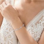 Cubic Zirconia Wedding Bridal Bracelet for Brides,Bridesmaids, Silver Crystal Elegant Tennis Bracelet for Women Prom Jewelry Gifts