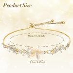 Gold Adjustable Bracelets for Women,Dainty Flower Bracelet Rhinestone Slider Floral Bracelet Floral Jewelry Adjustable Bridesmaid Bracelets Jewelry Gift - Image 2